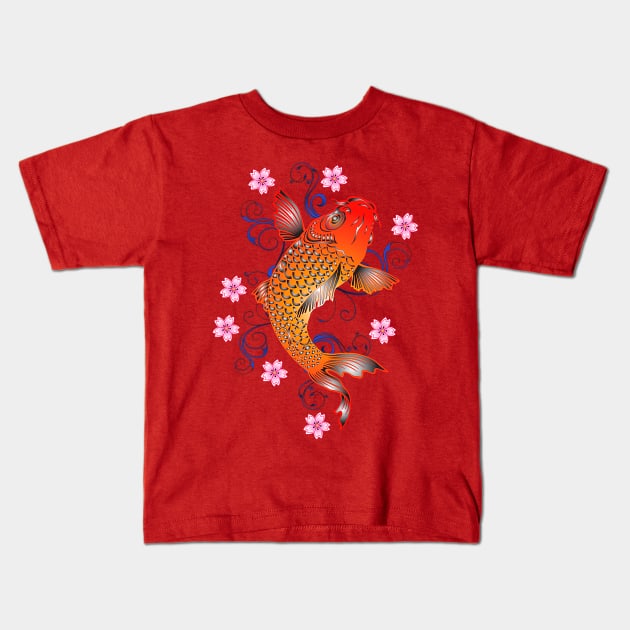 Koi fish Kids T-Shirt by obmik